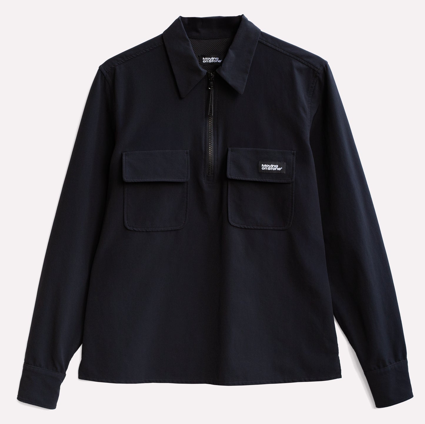 Lightweight technical black half-zip climbing shirt.