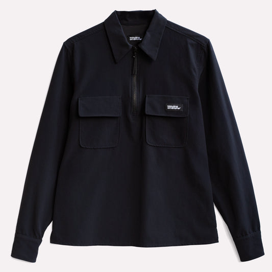 Lightweight technical black half-zip climbing shirt.